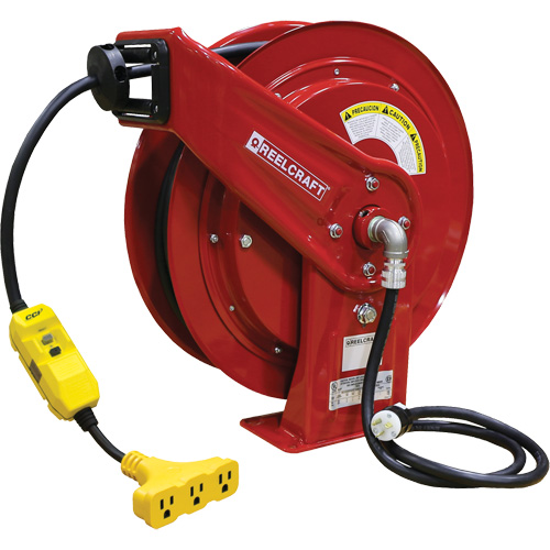 Reelcraft L 70100 123 9G 70000 Power Cord Reel, 100', SEOOW, 12 Gauge, 15 A