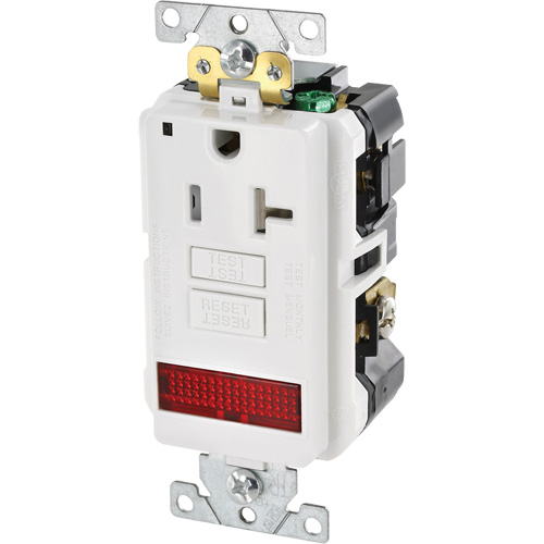 Leviton GFPL2-PLW Prise DDFT SmartlockPro tr&egrave;s r&eacute;sistante &agrave; autotest