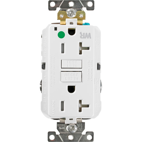 Leviton GFWT2-HGW Prise DDFT SmartlockPro tr&egrave;s r&eacute;sistante &agrave; autotest