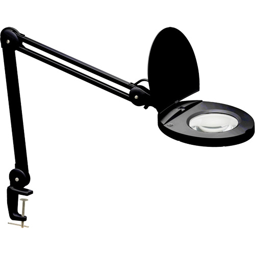 Dainolite Ltd DMLED10-A-5D-BK Lampe loupe ajustable, Dioptrie 5, Ampoule DEL, Bras de 47", Pinces serre-joints, Noir