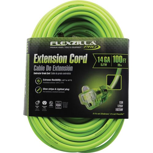 Prime FZ512735 Flexzilla&reg; Pro Industrial Extension Cord, All-Weather, SJTW, 14/3 AWG, 15 A, 100'