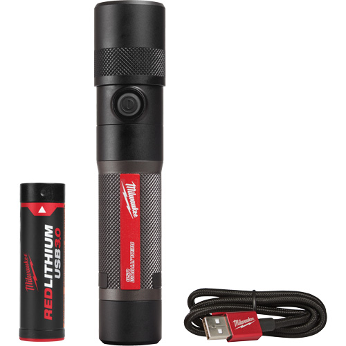 Milwaukee 2161-21 1100L Twist Focus Flashlight, LED, 1100 Lumens, Rechargeable Batteries