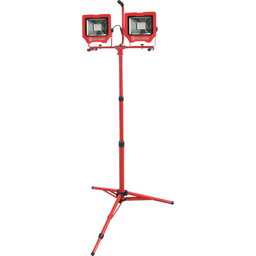 King Canada KC-4002LED-ST Twin Work Light with Tripod, LED, 72 W, 8000 Lumens, Aluminum Housing