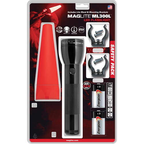 Maglite ML300L-I201G Ensemble de lampes de poche de s&eacute;curit&eacute;, DEL, 487 lumens, Piles D