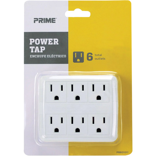 Prime PB801011 Power Tap, 6 Outlet(s), 15 A, 1875 W, 125 V