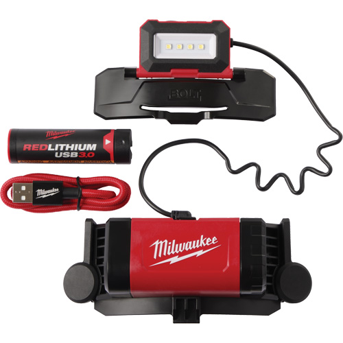 Milwaukee 2118-21 Bolt Redlithium USB Headlamp, LED, 600 Lumens, 4 Hrs. Run Time, Rechargeable Batteries