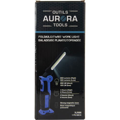 Outils Aurora XJ566 Baladeuse pliante/torsad&eacute;e, Magn&eacute;tique, Rechargeable, 350 lumens