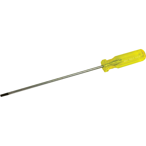 Gray Tools 30608 Slotted Electrician's Screwdriver, 3/16" Tip, Round, 11-1/2" L, Plastic Handle