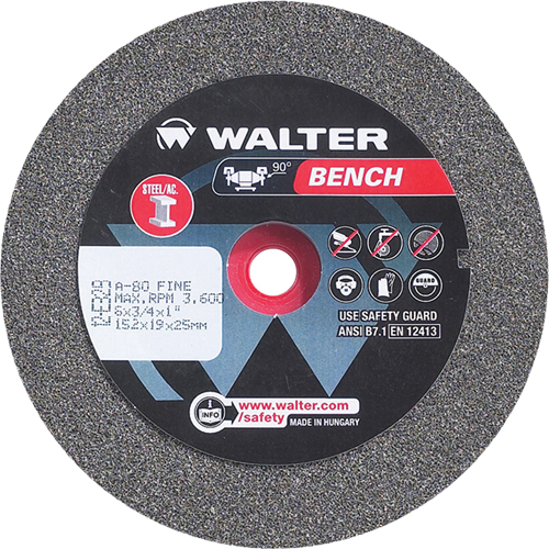 Walter Surface Technologies 12E328 Bench Grinding Wheel, 6" x 3/4", 1" Arbor, 1