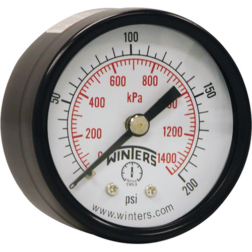 Winters PEM1410 Manom&egrave;tre &eacute;conomique,  2", 0 - 200 psi, Fixation arri&egrave;re, Analogique