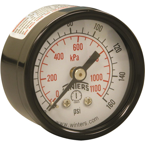 Winters PEM1421 Economy Pressure Gauge, 1-1/2" , 0 - 160 psi, Back Mount, Analogue