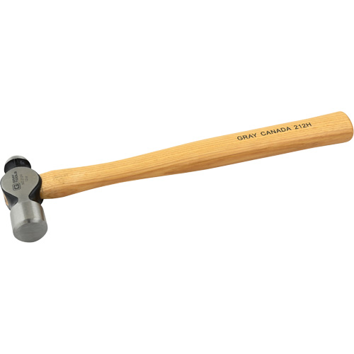 Gray Tools 212H Ball Pein Hammer, 12 oz. Head Weight, Plain Face, Wood Handle