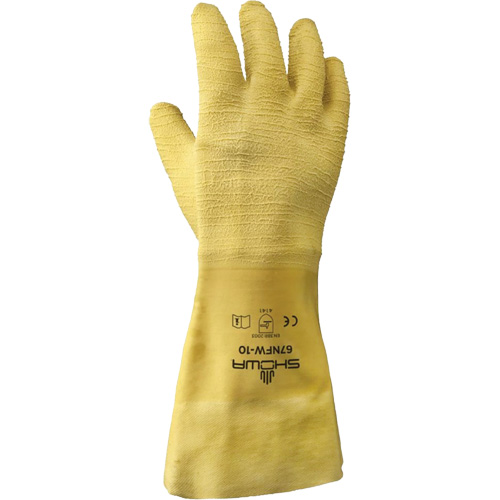 Showa 67NFW-10 Gants pour usage g&eacute;n&eacute;ral 67NFW, 10/Grand, R&ecirc;vetement Latex de caoutchouc, Enveloppe en Coton