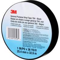 3M 764-1X36-BLK 764 General-Purpose Vinyl Tape, 25.4 mm (1") W x 32.9 m (108') L, 5 mils, Black