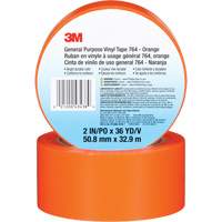 3M 764-2X36-ORG 764 General-Purpose Vinyl Tape, 50.8 mm (2") W x 32.9 m (108') L, 5 mils, Orange