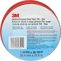 3M 764-1X36-RED 764 General-Purpose Vinyl Tape, 25.4 mm (1") W x 32.9 m (108') L, 5 mils, Red