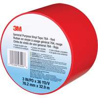 3M 764-3X36-RED Ruban en vinyle pour travaux g&eacute;n&eacute;raux 764, 76 mm (3") la x 32,9 m (108') lo, 5 mils, Rouge
