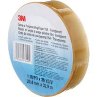 3M 764-1X36-CLR 764 General-Purpose Vinyl Tape, 25.4 mm (1") W x 32.9 m (108') L, 5 mils, Clear