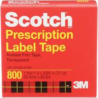3M 800-1X72 Scotch&reg; Prescription Label Tape, 25.4 mm (1") x 66 m (216'), Clear