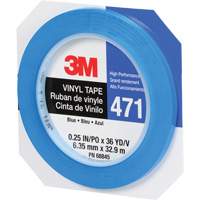 3M 471-1/4X36-BLU-IW 471 Vinyl Tape, 6 mm (1/4") W x 32.9 m (108') L, 5.3 mils, Blue