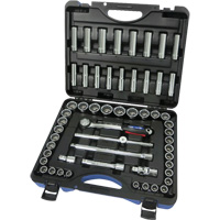 JET 600342 SAE/Metric 12-Point Socket Set, 55 Pcs, 1/2" Drive Size, Deep