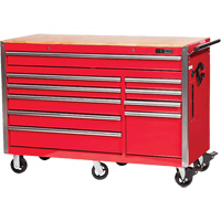 Pro Series Roller Cabinet, 10 Drawers, 55-9/10" W x 24-1/10" D x 39-7/10" H, Red  AUW130 | TENAQUIP