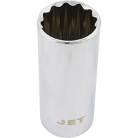 JET 672424 Douille chrom&eacute;e &agrave; 12 pans, 3/4", Prise 1/2", 12 pans, Profond