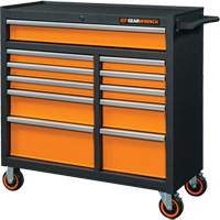 GSX Series Rolling Tool Cabinet, 11 Drawers, 41" W x 18-1/5" D x 41-1/2" H, Black/Orange  AUW198 | TENAQUIP