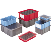 Lewis Bins+ 6000103 Divider Box&reg; Containers, Polyethylene, 10.8" W x 8.3" D x 2.5" H, Grey