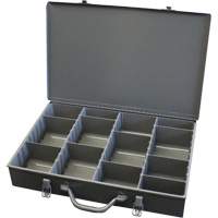 Adjustable Compartment Boxes, Steel, Variable Slots, 13-3/8" W x 9-1/4" D x 2" H, Grey CA979 | TENAQUIP