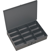 Durham Manufacturing 115-95 Compartment Scoop Boxes, Steel, 12 Slots, 18" W x 12" D x 3" H, Grey