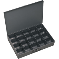 Durham Manufacturing 111-95 Compartment Scoop Boxes, Steel, 20 Slots, 18" W x 12" D x 3" H, Grey