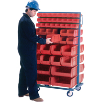 Double-Sided Mobile Bin Rack, Double-sided, 96 bins, 36" W x 24" D x 63" H CB090 | TENAQUIP