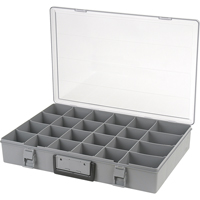 Flambeau 1024-2 Compartment Case, Plastic, 24 Slots, 18-1/2" W x 13" D x 3" H, Grey