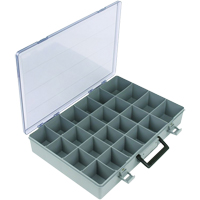 Flambeau 724-2 Compartment Case, Plastic, 24 Slots, 15-1/2" W x 11-3/4" D x 2-1/2" H, Grey