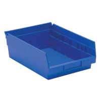 Quantum Storage System QSB107BL Shelf Bins, 8-3/8" W x 4" H x 11-5/8" D, Blue, 30 lbs. Capacity