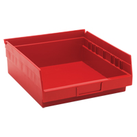 Quantum Storage System QSB109RD Bacs de rangement pour tablettes, 11-1/8" la x 4" H x 11-5/8" p, Rouge, Capacit&eacute; 30 lb