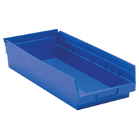Quantum Storage System QSB108BL Shelf Bins, 8-3/8" W x 4" H x 17-7/8" D, Blue, 40 lbs. Capacity