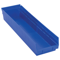 Quantum Storage System QSB106BL Shelf Bins, 6-5/8" W x 4" H x 23-5/8" D, Blue, 50 lbs. Capacity