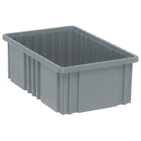 Quantum Storage System DG92060GY Divider Box&reg; Containers, Plastic, 16.5" W x 10.9" D x 6" H, Grey