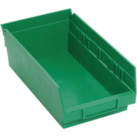 Quantum Storage System QSB102GN Shelf Bins, 6-5/8" W x 4" H x 11-5/8" D, Green, 30 lbs. Capacity