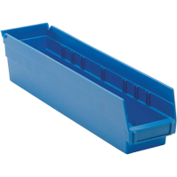 Shelf Bins, 4-1/8" W x 4" H x 17-7/8" D, Blue, 40 lbs. Capacity  CD011 | TENAQUIP