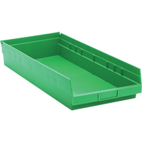 Quantum Storage System QSB116GN Shelf Bins, 11-1/8" W x 4" H x 23-5/8" D, Green, 50 lbs. Capacity