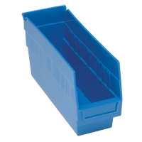 Quantum Storage System QSB201BL Store More Plastic Shelf Bins, 4-1/8" W x 6" H x 11-5/8" D, Blue, 50 lbs. Capacity