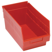 Quantum Storage System QSB202RD Store More Plastic Shelf Bins, 6-5/8" W x 6" H x 11-5/8" D, Red, 50 lbs. Capacity