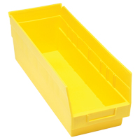 Quantum Storage System QSB204YL Store More Plastic Shelf Bins, 6-5/8" W x 6" H x 17-7/8" D, Yellow, 70 lbs. Capacity