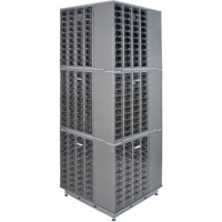 KLETON CF408 Heavy-Duty Industrial Carousel Drawer Cabinet, Steel, 480 Drawers, 27" W x 27" D x 80" H, Grey