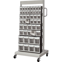 KLETON CF477 Mobile Tilt Bin Rack, Single-sided, 46 bins, 26-1/4" W x 22" D x 57-1/2" H
