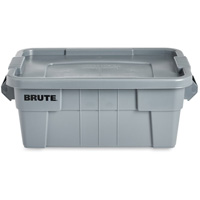 Brute Storage Tote with Lid, 27.88” D x 16.5” W x 10.7" H, 112 llbs. Capacity, Grey CF681 | TENAQUIP