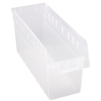 Quantum Storage System QSB804CL Store-Max Shelf Bins, 6-5/8" W x 8" H x 17-7/8" D, Clear, 56 lbs. Capacity